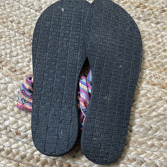 Sanuk Sandals Women 11 Yoga Sling 2 Aztec Boho Slingback Thong Multicolor Fabric - Picture 5 of 8